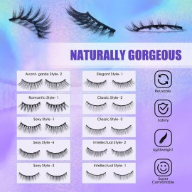 DEJAVIA Magnetic Lashes [10 Pairs], Premium Natural Looking Magnetic Eyelashes with Eyeliner KitReusable Lightweight Wispy Strong Magnetic Eyelashes with Applicator and Tweezers, No Glue Needed