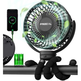 FRIZCOL Portable Stroller Fan, Use As Power Bank, 65H 12000mAh Battery Operated Fan Flexible Tripod Baby Car Seat Fans with Timming, Personal Mini Handheld/Desk/Small Clip On Fans For Stroller