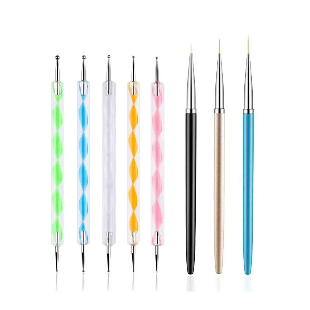 FULINJOY 5PCS Dotting Pens with 3 PCS Nail Painting Brushes, Nail Art Design Tools FULINJOY 5PCS Dotting Pens with 3 PCS Nail Painting Brushes, Nail Art Design Tools
