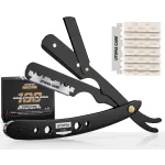 Utopia Care Professional Straight Razor for Men, Barber Straight Edge Razor Safety with 100 Pack Blades, Black