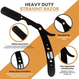 Utopia Care Professional Straight Razor for Men, Barber Straight Edge Razor Safety with 100 Pack Blades, Black