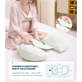 Oternal Pregnancy Pillow for Pregnant Women - Comfortable Maternity Pillow for Side Sleepers, Supports Back, Belly, HIPS, and Legs, with Removable & Adjustable Cover