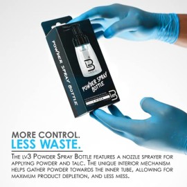 L3 Level 3 Powder Bottle Spray - for Applying Talc and Powder - Barber Supplies and Accessories - Comfortable to Hold and Spray - Level Three Spray Container, Black, Clear L3 Level 3 Powder Bottle Spray - for Applying Talc and Powder - Barber Supplies and Accessories - Comfortable to Hold and Spray - Level Three Spray Container, Black, Clear