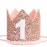 Glitter Birthday Crown - Photo Booth Props, Party Hat for Baby\'s 1st Birthday (Pink and Gold)