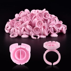 NXJ INFILILA Glue Rings, 100PCS Disposable Plastic Glue Rings for Eyelash Extensions, Nail Art Tattoo Holder, Blossom Smart Cups for Eyelash Extension Supplies Pink NXJ INFILILA Glue Rings, 100PCS Disposable Plastic Glue Rings for Eyelash Extensions, Nail Art Tattoo Holder, Blossom Smart Cups for Eyelash Extension Supplies Pink