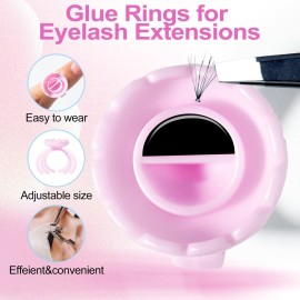 NXJ INFILILA Glue Rings, 100PCS Disposable Plastic Glue Rings for Eyelash Extensions, Nail Art Tattoo Holder, Blossom Smart Cups for Eyelash Extension Supplies Pink NXJ INFILILA Glue Rings, 100PCS Disposable Plastic Glue Rings for Eyelash Extensions, Nail Art Tattoo Holder, Blossom Smart Cups for Eyelash Extension Supplies Pink