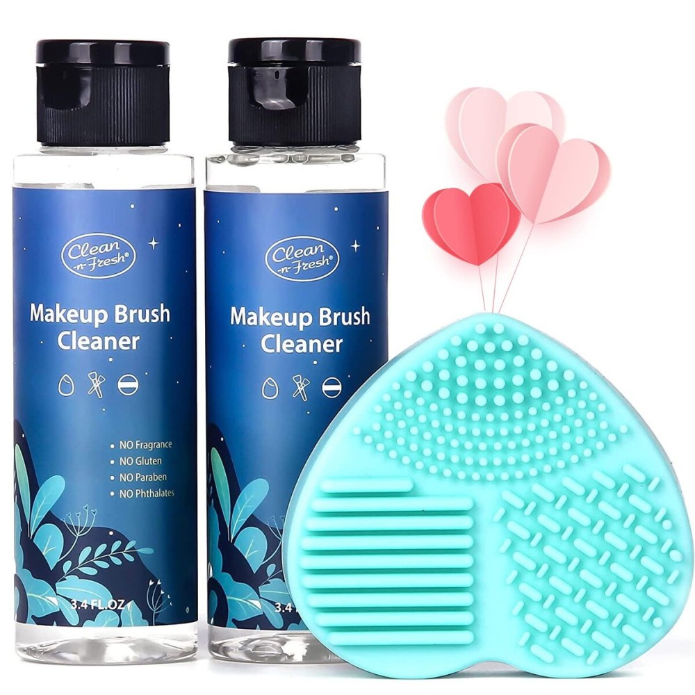 Clean-n-Fresh Makeup Brush Cleaner Set For Brushes, Sponge and Puff 6.8 Fl Oz,Deep Cleaning Washing Cleanser Shampoo With a Cleaning Mat Clean-n-Fresh Makeup Brush Cleaner Set For Brushes, Sponge and Puff 6.8 Fl Oz,Deep Cleaning Washing Cleanser Shampoo With a Cleaning Mat