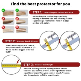 Cabinet Hero Slimline Door Protector - Clear Slip-On Plastic Edge Guard for Kitchen & Drawer Fronts - Ideal for Protecting Moms Kitchen - 3/4 Thick, 18 Length, Clear, Pack of 4 Cabinet Hero Slimline Door Protector - Clear Slip-On Plastic Edge Guard for Kitchen & Drawer Fronts - Ideal for Protecting Moms Kitchen - 3/4 Thick, 18 Length, Clear, Pack of 4