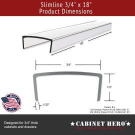 Cabinet Hero Slimline Door Protector - Clear Slip-On Plastic Edge Guard for Kitchen & Drawer Fronts - Ideal for Protecting Moms Kitchen - 3/4 Thick, 18 Length, Clear, Pack of 4 Cabinet Hero Slimline Door Protector - Clear Slip-On Plastic Edge Guard for Kitchen & Drawer Fronts - Ideal for Protecting Moms Kitchen - 3/4 Thick, 18 Length, Clear, Pack of 4