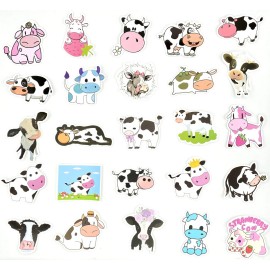 Aowplc 50 Pcs Cow Stickers Pack, Vinyl Waterproof Cute Cartoon Animal Sticker for Kids Aowplc 50 Pcs Cow Stickers Pack, Vinyl Waterproof Cute Cartoon Animal Sticker for Kids