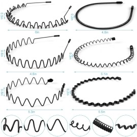 fenshine 6PCS Metal Hair Bands, Spring Wavy Hoop Unisex Black Headband Slicked Back Non Slip Sports Hairband for Women Men fenshine 6PCS Metal Hair Bands, Spring Wavy Hoop Unisex Black Headband Slicked Back Non Slip Sports Hairband for Women Men