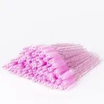 i-Laesh 100 Pcs Disposable Eyelash Brushes, Mascara Wands, Spoolies for Eyelash Extensions, Spoolie Eyebrow Brow Makeup Supplies Kit Glitter Applicator Tool Accessories Bristle (Crystal Pink)