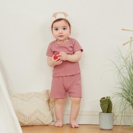 Kupretty 2Pcs Toddlers Baby Girls Summer Clothes Set Ruffle Ribbed Short Sleeves T-Shirt Tops Shorts Comfy Outfits (Pink, 12-18 Months)