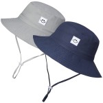 Baby Boy Sun Hat Bucket Hats for Toddler 6-12,12-24 Months 2pack Smile Face Grey/Navy