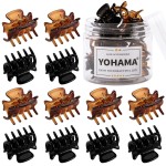 YOHAMA 12 pcs Small Hair Claw Clips 1 inch Durable Mini Jaw Clip Claw for Kids and Adult Multifunction Non-slip Hair Clips Black and Brown Colors Fixed Bangs Decoration Hairstyle.
