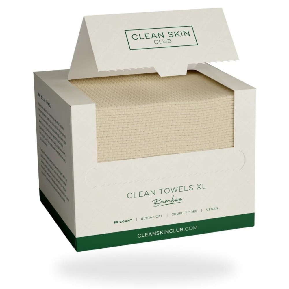 Clean Skin Club Bamboo Viscose Clean Towels XL, 100% USDA Biobased Face Towel, Disposable Face Towelette, Makeup Remover Dry Wipes, Ultra Soft, 50 Ct, 1 Pack Clean Skin Club Bamboo Viscose Clean Towels XL, 100% USDA Biobased Face Towel, Disposable Face Towelette, Makeup Remover Dry Wipes, Ultra Soft, 50 Ct, 1 Pack