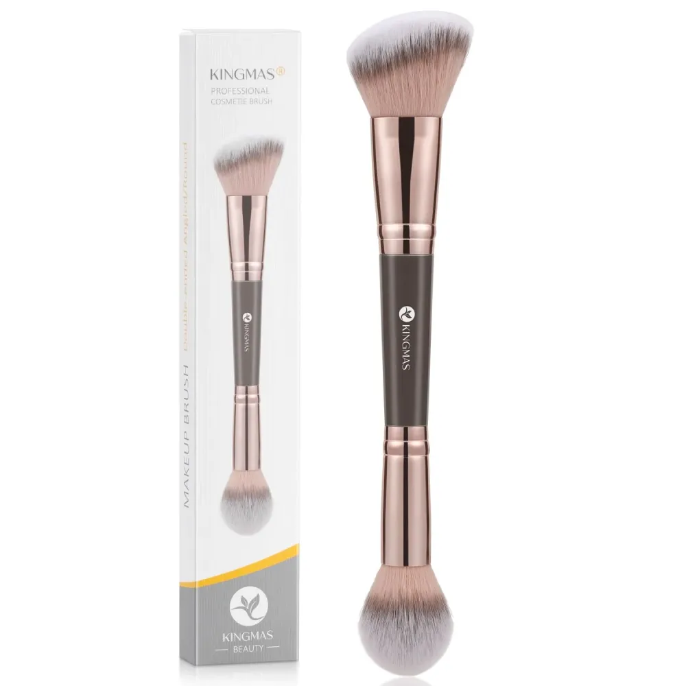 KINGMAS Foundation Makeup Brush, Double-ended Angled/Round Top Contour Brush for Beauty Blending Liquid Powder, Concealer Cream Cosmetics Blush Makeup Brush (Brown) KINGMAS Foundation Makeup Brush, Double-ended Angled/Round Top Contour Brush for Beauty Blending Liquid Powder, Concealer Cream Cosmetics Blush Makeup Brush (Brown)