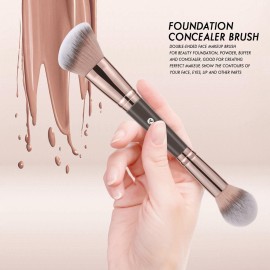 KINGMAS Foundation Makeup Brush, Double-ended Angled/Round Top Contour Brush for Beauty Blending Liquid Powder, Concealer Cream Cosmetics Blush Makeup Brush (Brown) KINGMAS Foundation Makeup Brush, Double-ended Angled/Round Top Contour Brush for Beauty Blending Liquid Powder, Concealer Cream Cosmetics Blush Makeup Brush (Brown)