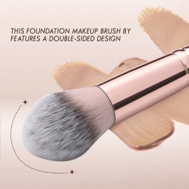 KINGMAS Foundation Makeup Brush, Double-ended Angled/Round Top Contour Brush for Beauty Blending Liquid Powder, Concealer Cream Cosmetics Blush Makeup Brush (Brown) KINGMAS Foundation Makeup Brush, Double-ended Angled/Round Top Contour Brush for Beauty Blending Liquid Powder, Concealer Cream Cosmetics Blush Makeup Brush (Brown)