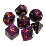 CREEBUY Black Mix Purple Nebula Dice DND Polyhedral Dice Set for Dungeon and Dragons D&D Pathfinder RPG Board Games 7-Die Set with Dice Bag