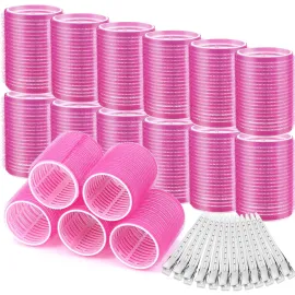 Big Self-Grip Hair Rollers with Stainless Steel Duckbill Clips for Long, Medium Hair and Volume