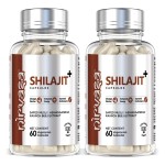 Nirvasa Pure Shilajit Capsules with Safed Musli, Ashwagandha, Kaunch Beej for Good Health/ 800mg/ 60 x 2 Veg Capsules