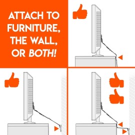 ECHOGEAR TV Safety Straps for Flat Screens - Anchor TVs Up to 90 to Furniture Or The Wall - Pre-Assembled Anti-Tip Strap Includes All Hardware for Baby Proofing Your TV