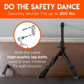 ECHOGEAR TV Safety Straps for Flat Screens - Anchor TVs Up to 90 to Furniture Or The Wall - Pre-Assembled Anti-Tip Strap Includes All Hardware for Baby Proofing Your TV
