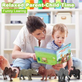 Tudoccy Safari Animals Figures Toys - 13 Realistic Wild Plastic Animal Figurines & Kids Sound Book - Educational Learning Toys Gift for 3 Years Old & Up Boys Girls Toddlers Tudoccy Safari Animals Figures Toys - 13 Realistic Wild Plastic Animal Figurines & Kids Sound Book - Educational Learning Toys Gift for 3 Years Old & Up Boys Girls Toddlers