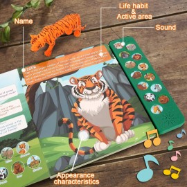 Tudoccy Safari Animals Figures Toys - 13 Realistic Wild Plastic Animal Figurines & Kids Sound Book - Educational Learning Toys Gift for 3 Years Old & Up Boys Girls Toddlers Tudoccy Safari Animals Figures Toys - 13 Realistic Wild Plastic Animal Figurines & Kids Sound Book - Educational Learning Toys Gift for 3 Years Old & Up Boys Girls Toddlers