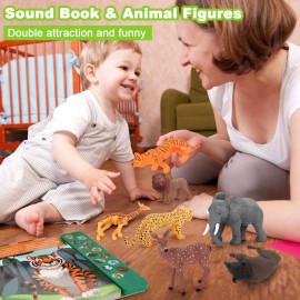 Tudoccy Safari Animals Figures Toys - 13 Realistic Wild Plastic Animal Figurines & Kids Sound Book - Educational Learning Toys Gift for 3 Years Old & Up Boys Girls Toddlers Tudoccy Safari Animals Figures Toys - 13 Realistic Wild Plastic Animal Figurines & Kids Sound Book - Educational Learning Toys Gift for 3 Years Old & Up Boys Girls Toddlers