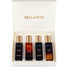 BellaVita Luxury Perfume for Men Gift Set (4 x 20ml) | Gifts for Men | Fragrance Includes KLUB, OUD, CEO, GOAT Perfumes | Masculine, Woody, Citrusy, and Aromatic perfumes Fragrance for men