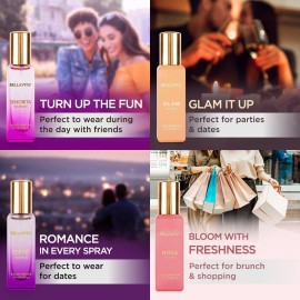 BellaVita Luxury Perfumes for Women Set (4x20ml) | Woman Perfume with DATE, SENORITA, GLAM & ROSE | Vanilla Perfume with Floral Sweet & Musk | Arabian Perfume for Women | Cologne & Perfume Gift Set