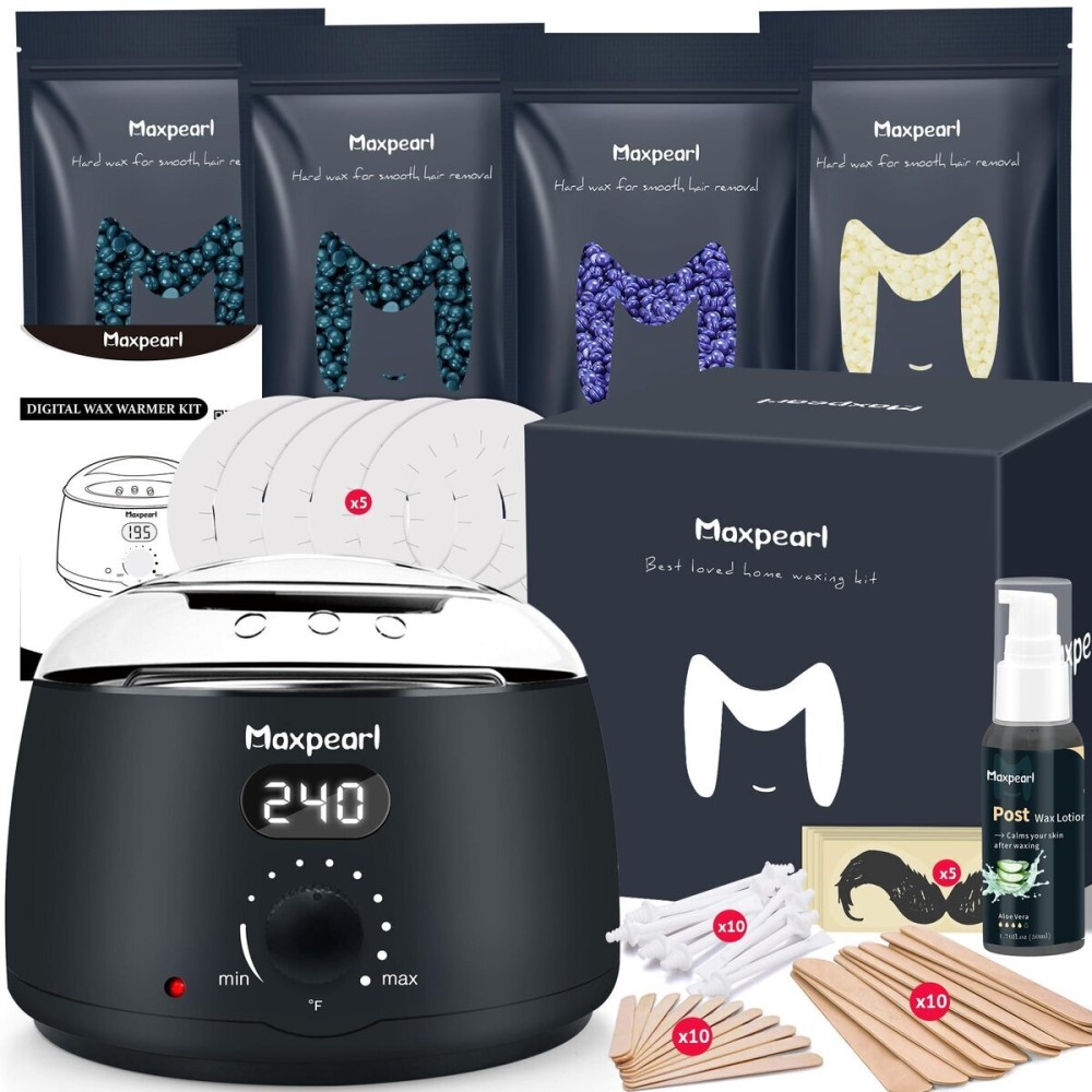Maxpearl Digital Waxing Kit - Women Men Hard Wax Melt Warmer Kit for Hair Removal - Sensitive Skin, Eyebrows, Face, Underarms, Brazilian, Bikini, Legs Maxpearl Digital Waxing Kit - Women Men Hard Wax Melt Warmer Kit for Hair Removal - Sensitive Skin, Eyebrows, Face, Underarms, Brazilian, Bikini, Legs