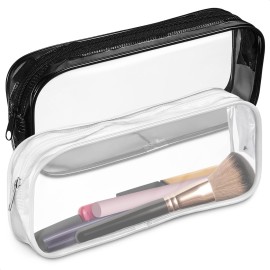 Small Makeup Bag for Purse - 2 Pcs Clear Zipper Pouches, Soft, Elastic, Waterproof Plastic Small Cosmetic Bag for Purse, Space-Efficient, Stylish Design - Great for Organizing Essentials on the Go