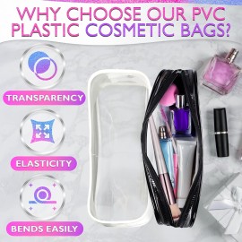 Small Makeup Bag for Purse - 2 Pcs Clear Zipper Pouches, Soft, Elastic, Waterproof Plastic Small Cosmetic Bag for Purse, Space-Efficient, Stylish Design - Great for Organizing Essentials on the Go Small Makeup Bag for Purse - 2 Pcs Clear Zipper Pouches, Soft, Elastic, Waterproof Plastic Small Cosmetic Bag for Purse, Space-Efficient, Stylish Design - Great for Organizing Essentials on the Go