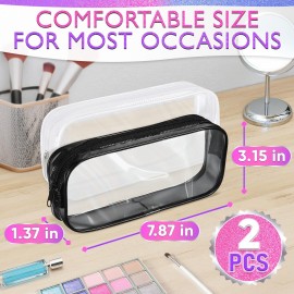 Small Makeup Bag for Purse - 2 Pcs Clear Zipper Pouches, Soft, Elastic, Waterproof Plastic Small Cosmetic Bag for Purse, Space-Efficient, Stylish Design - Great for Organizing Essentials on the Go Small Makeup Bag for Purse - 2 Pcs Clear Zipper Pouches, Soft, Elastic, Waterproof Plastic Small Cosmetic Bag for Purse, Space-Efficient, Stylish Design - Great for Organizing Essentials on the Go