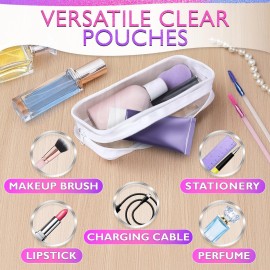 Small Makeup Bag for Purse - 2 Pcs Clear Zipper Pouches, Soft, Elastic, Waterproof Plastic Small Cosmetic Bag for Purse, Space-Efficient, Stylish Design - Great for Organizing Essentials on the Go Small Makeup Bag for Purse - 2 Pcs Clear Zipper Pouches, Soft, Elastic, Waterproof Plastic Small Cosmetic Bag for Purse, Space-Efficient, Stylish Design - Great for Organizing Essentials on the Go