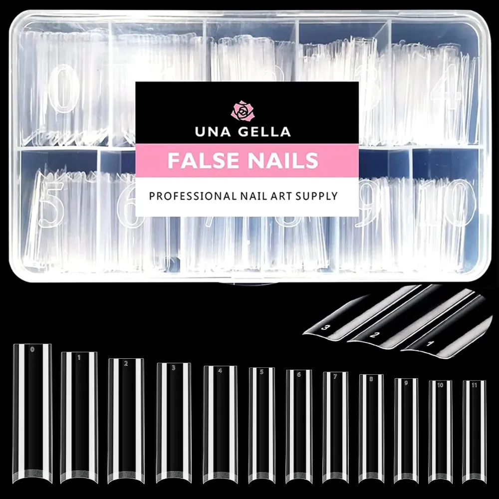 UNA GELLA No C Curve Nail Tips 504 PCS Extra Long XXL Tapered Square Nail Tips Half Cover Nails tips Straight Shape For French Acrylic Nails False Fake Clear Tips Square Shape with Box UNA GELLA No C Curve Nail Tips 504 PCS Extra Long XXL Tapered Square Nail Tips Half Cover Nails tips Straight Shape For French Acrylic Nails False Fake Clear Tips Square Shape with Box