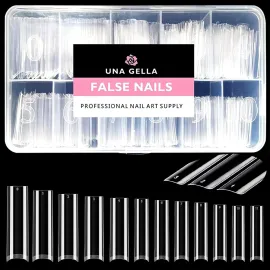 UNA GELLA No C Curve Nail Tips 504 PCS Extra Long XXL Tapered Square Nail Tips Half Cover Nails tips Straight Shape For French Acrylic Nails False Fake Clear Tips Square Shape with Box UNA GELLA No C Curve Nail Tips 504 PCS Extra Long XXL Tapered Square Nail Tips Half Cover Nails tips Straight Shape For French Acrylic Nails False Fake Clear Tips Square Shape with Box