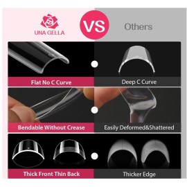 UNA GELLA No C Curve Nail Tips 504 PCS Extra Long XXL Tapered Square Nail Tips Half Cover Nails tips Straight Shape For French Acrylic Nails False Fake Clear Tips Square Shape with Box UNA GELLA No C Curve Nail Tips 504 PCS Extra Long XXL Tapered Square Nail Tips Half Cover Nails tips Straight Shape For French Acrylic Nails False Fake Clear Tips Square Shape with Box