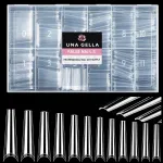 UNA GELLA Extra Long Coffin Nail Tips No C Curve 504PCS XXL Coffin Nails Half Cover Long Coffin Gel Nails Tips Clear Fake False Nails Long Gel Extensions for Nail Art Salon Home DIY No Need File