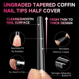 UNA GELLA Extra Long Coffin Nail Tips No C Curve 504PCS XXL Coffin Nails Half Cover Long Coffin Gel Nails Tips Clear Fake False Nails Long Gel Extensions for Nail Art Salon Home DIY No Need File UNA GELLA Extra Long Coffin Nail Tips No C Curve 504PCS XXL Coffin Nails Half Cover Long Coffin Gel Nails Tips Clear Fake False Nails Long Gel Extensions for Nail Art Salon Home DIY No Need File