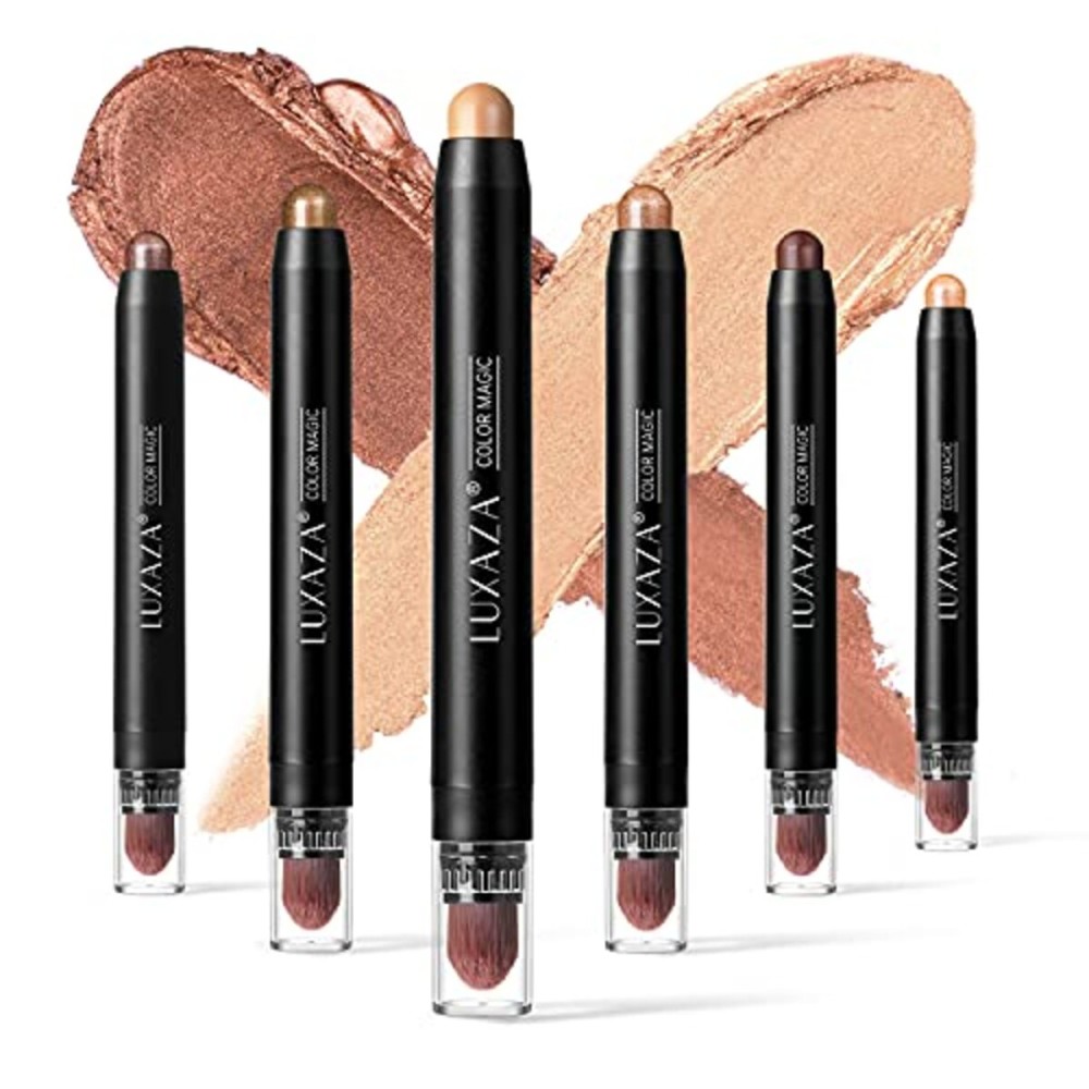 LUXAZA 6 PCS Brown Neutral Metallic Eyeshadow Stick, Light to Dark Brown Cream Shimmer Pencil Crayon, Pro Waterproof & Long Lasting Starter Sets LUXAZA 6 PCS Brown Neutral Metallic Eyeshadow Stick, Light to Dark Brown Cream Shimmer Pencil Crayon, Pro Waterproof & Long Lasting Starter Sets