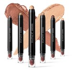 LUXAZA 6 PCS Brown Neutral Metallic Eyeshadow Stick, Light to Dark Brown Cream Shimmer Pencil Crayon, Pro Waterproof & Long Lasting Starter Sets