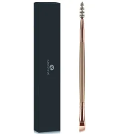 KINGMAS Eyebrow Brush, Professional Dual Angled Eye Brow Brush and Spoolie Brush Eyelash Comb Eyebrow Tool (Dark Brown)