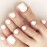 Outyua Solid Square Fake Toenails Matte Press on Toe Nails Short Acrylic False Toes Nails Cute Artificial Beach Full Cover Toenail White for Women 24 Pcs (White)