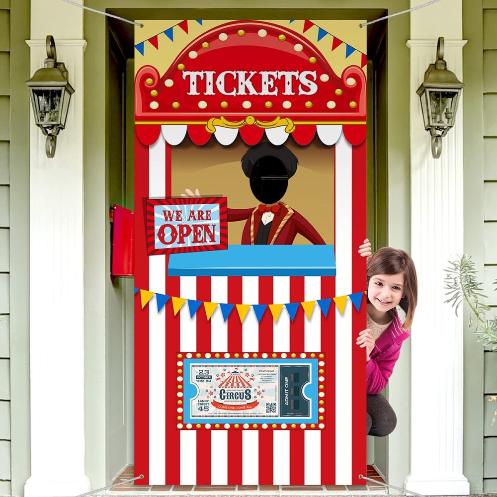 Carnival Circus Theme Party Decorations, Halloween Carnival Photo Door Banner Ticket Booth Backdrop Props, Large Photo Door Banner Door Hanging for Halloween Decorations Carnival Game Supplies Carnival Circus Theme Party Decorations, Halloween Carnival Photo Door Banner Ticket Booth Backdrop Props, Large Photo Door Banner Door Hanging for Halloween Decorations Carnival Game Supplies