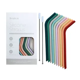 Reusable Thin Short 6.7 Cute Silicone Bendy Straws for Toddlers&Kids&Baby,6 10 12 oz Wine/Yeti Tumbler, Coffee/Cocktail Mug,Soda Cans,Take n toss Cup/BPA FREE-Small Flexible with Brushes