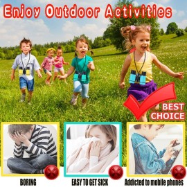 Kids Binoculars Best Gifts for 3-12 Years Boys Girls High-Resolution Optics Shockproof Mini Compact Binocuolar Toys Folding Small Telescope for Bird Watching Camping Outdoor Play
